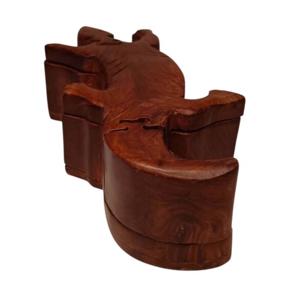 Vintage Wood Lizard Puzzle Box Secret Compartment Gecko 8.5" x 3.5" x 2" - Picture 7 of 10